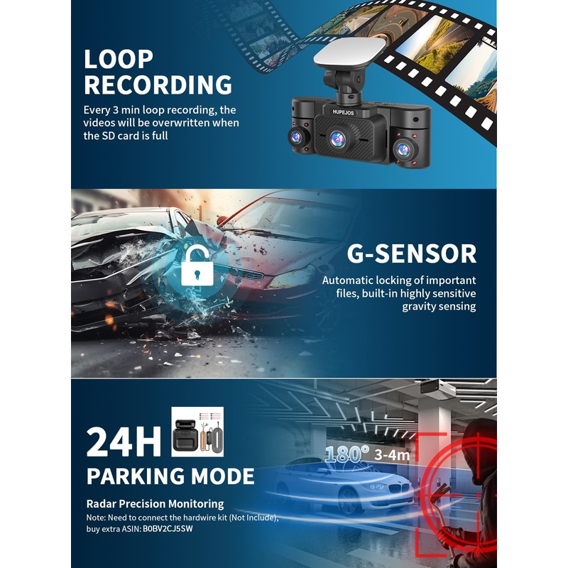 4K Dash Cam, Dashcam Front and Rear, Car Camera 4