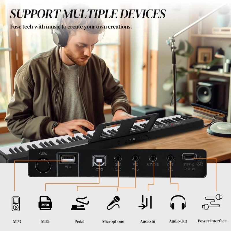 88 Key Foldable Electronic Keyboard Piano,Semi-Wei