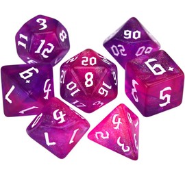 DND Dice Set Iridescent Glitter Polyhedral Dice 7-Die Two-Tone Dice Set D4 D6 D8 D10 D% D12 D20 for Tabletop Game