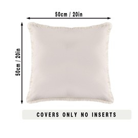 Tennove Cushion Covers 50x50cm Set of 2 Decorative Cushion Pillow Case with Fringe Tassels Natural Linen Soft Boho Farmhouse Beige Throw Pillow Cover for Home Sofa Bed Room