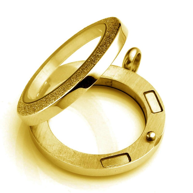 BG247 Stainless Steel 30mm Glass Floating Memory Living Locket Circle