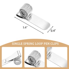 Cretty-Meet 3 PCS Metal Pen Holder Adjustable Single Spring Loop Pen Holder with Pocket Clip for Notebook and Clipboard
