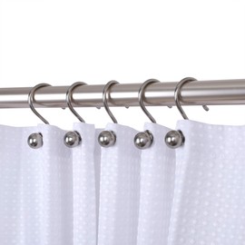 Utopia Alley Ball Shower Curtain Hooks, Rustproof Aluminum Shower Curtain Hooks for Bathroom Shower Rods Curtains, Set of 12 (Brushed Nickel)