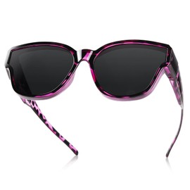 TINHAO Polarised Fit Over Glasses Sunglasses For Women Men Trendy Wrap Around Shades UV400 Protection(Purple leoapard, Pink)