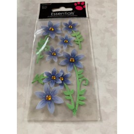 SANDYLION ESSENTIALS STICKER 3D PURPLE FLOWERS WITH GEMS FLOWERS WITH STEMS 8PCS