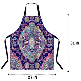 BGBDEIA Ethnic Mandala Pattern Kitchen Apron for Women Men, Unisex Adjustable Cooking Apron, Waterproof Apron for Home Kitchen, Restaurant, Coffee House