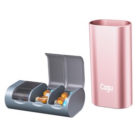 3 Compartment Aluminum Pill Organizer, Pop-up Design, Moisture Proof Travel Case, Arthritis Friendly (Rose Gold)