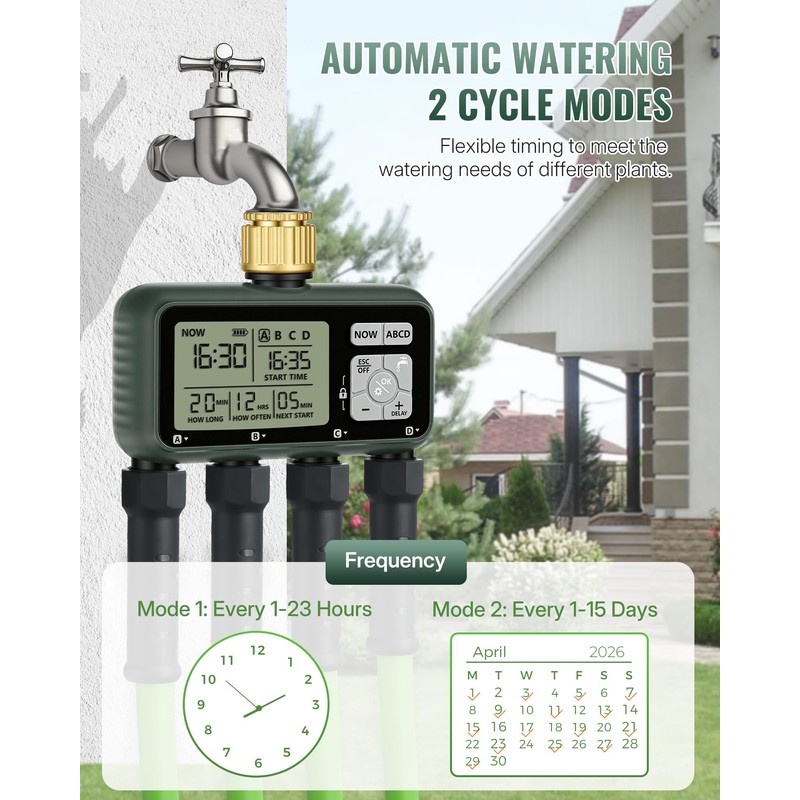 WILAWELS 4 Zone Brass Sprinkler Timer, Garden Hose Timer, Automatic