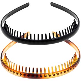 2Pcs Fashion Plastic Headband Teeth Comb Hairband Hair Hoop Band Accessories for Women (Style1, One size)