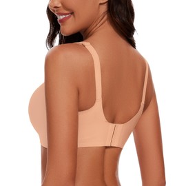 WOWENY Seamless Wireless Bras for Women Full Coverage with Support No Underwire Soft Comfort Bra (Nude, 2XL)