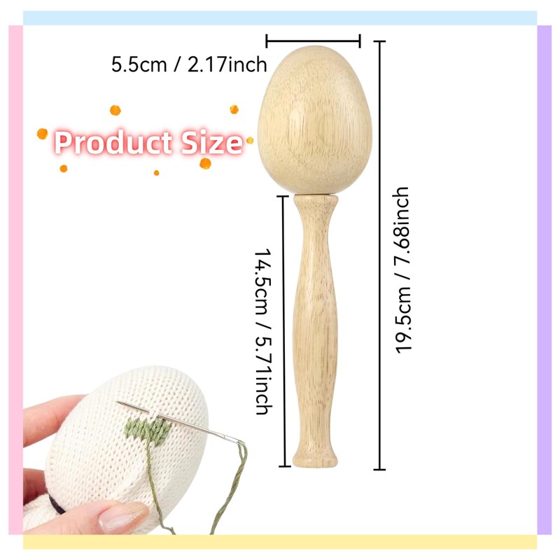 Darning Egg, Socks Wooden Darning Supplies Kit with 12 Pcs