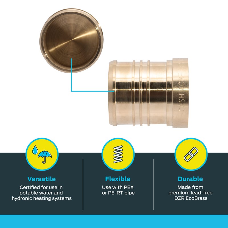 SharkBite 2 Inch Crimp Plug, Brass Plumbing Fitting, PEX Pipe,