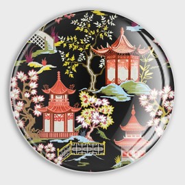 Evans1nism Chinoiserie Charcoal Coral Asian Glass Fridge Magnets Chinese Style Cute Magnets Funny Magnets Culture Decorative Magnets for Fridge Cute Decor for Home Kitchen 2 Pack