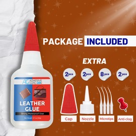 Adhesive Guru Leather Glue (2x0.7 oz) Super Glue for Purses, Sofas and Furniture Repair Ideal for DIY, Upholstery and Leathercraft. Waterproof, Compitable with Aerosol Accelerator - 2 Pack