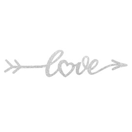 Love Arrow Iron On Decal, Valentine Transfer, Iron On Patch, Valentine's Day Shirt Decal, Vinyl Applique, Love Word, I Love You Gifts, Heart (Silver Glitter)