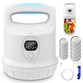 Coobiiya Mason Jar Vacuum Sealer for Wide and Regular Mouth Mason Jars with Ergonomic Handle,Cordless Vacuum Sealing Machine Canning Tool - Color: White
