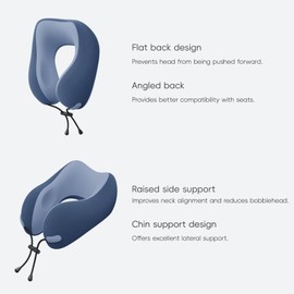 urnexttour Neck Pillow for Travel Memory Foam Design Models Pillows with Zero Eye Pressure 3D Eye Mask and Compact Bag Traveling Essentials Plane Car Flight Rest Sleeping Use Adult, Blue