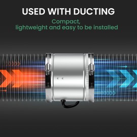 iPower 8 Inch Inline Duct Fan 420 CFM, HVAC Booster Exhaust Ventilation Fan with Low Noise for Basements, Bathrooms, Grow Tents, Kitchens and Attics, Silver