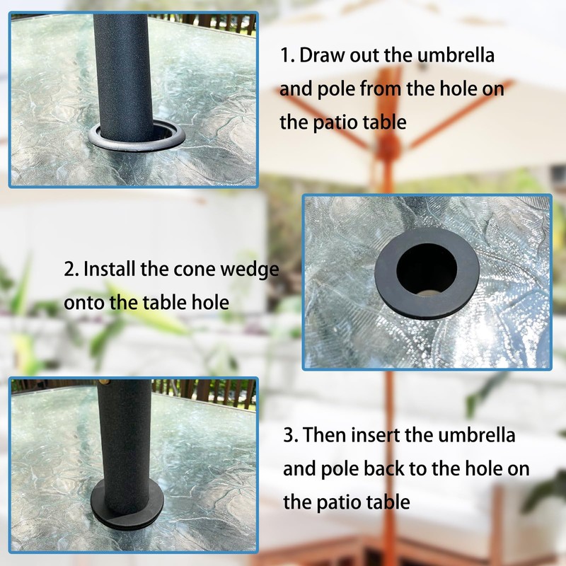 GHAMYEE 2 Piece Patio Table Umbrella Hole Ring Patio Cone