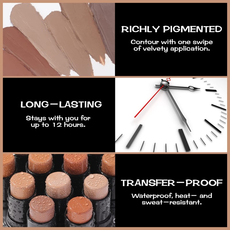 FOCALLURE Cream Contour Stick, Matte Bronzer Stick, Professional Face Shaping