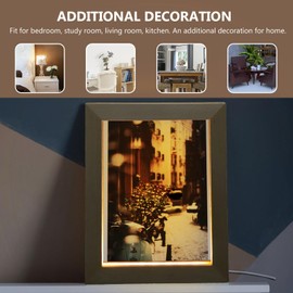 OSALADI Glowing Photo Frame Night Light Lighted Picture Frame Picture Stand Led Light up Picture Frame Photo Frame with Led Light Glowing Picture Frame Beech Wooden Picture Frame 3d