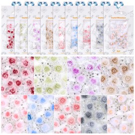 3D Flowers Rose Nail Art Charms Resin Rose Manicure Accessories for Women and Girls Nail Decoration Wedding Party DIY Craft Supplies（ Light Yellow）