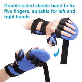 Stroke Rest Hand Splint Orthosis Night Rest Hand Splint for 5 Fingers & Wrist for Finger Contractures, Arthritis, Muscle Atrophy, Light Cramps, Carpal Tunnel Pain, Left and Right L/XL