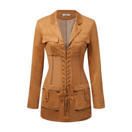 JW PEI Women's Suede Corset Jacket Mini Dress - Camel