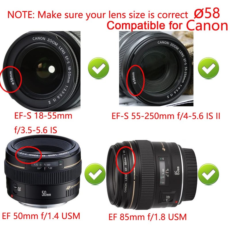 58mm Tulip Flower Lens Hood & 58mm Lens Cap Compatible