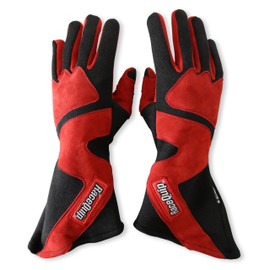 RaceQuip Long Gauntlet Race Gloves 358 Series 2 Layer Nomex SFI 3.3/5 Red/Black Large 358105