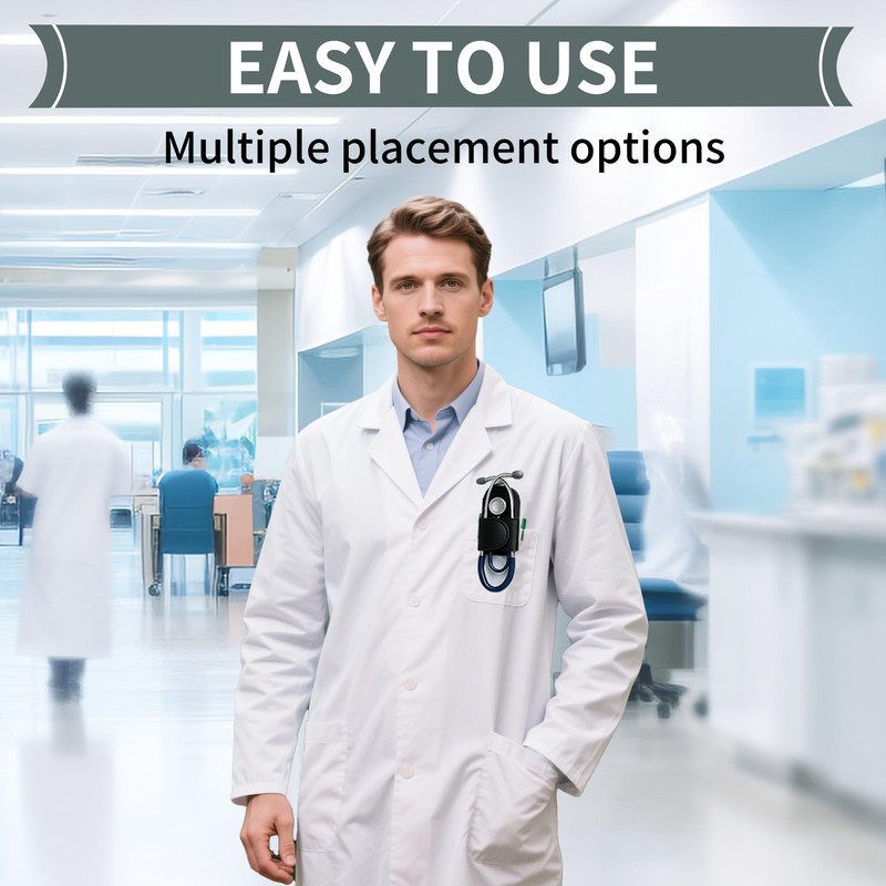 Magnetic Stethoscope Holder Clip 2-Pack (Black & Pink) - Secure