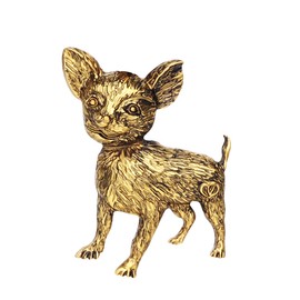 NEWEI Enamel Cute Dog Brooch Pins Charms Gifts for Women And Dog Lovers (Antique Gold Chihuahua)
