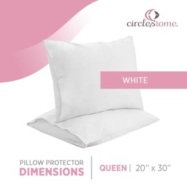 CirclesHome Pillow Cases Queen Size - White Pillow Covers - Poly Cotton Envelope Enclosure Pillowcase - 300 Thread Count - (Queen Size: 20 X 30)