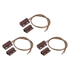 uxcell Wired Door Contact Window Sensor NC Surface Mount Magnetic Reed Switch Brown 3 Pcs