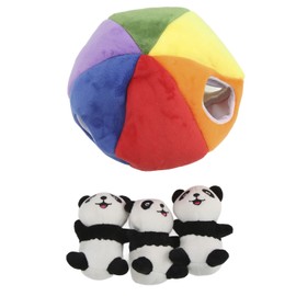 COSMICROWAVE Plush Treehhouse Panda Stuffed Forest Animal Set with Squeak Sound, Puppy Toys, Colorful Squeaky Dog Toys, Panda Dog Toys, Sound Squeaky Dog Toys for Hide and Seek Activity