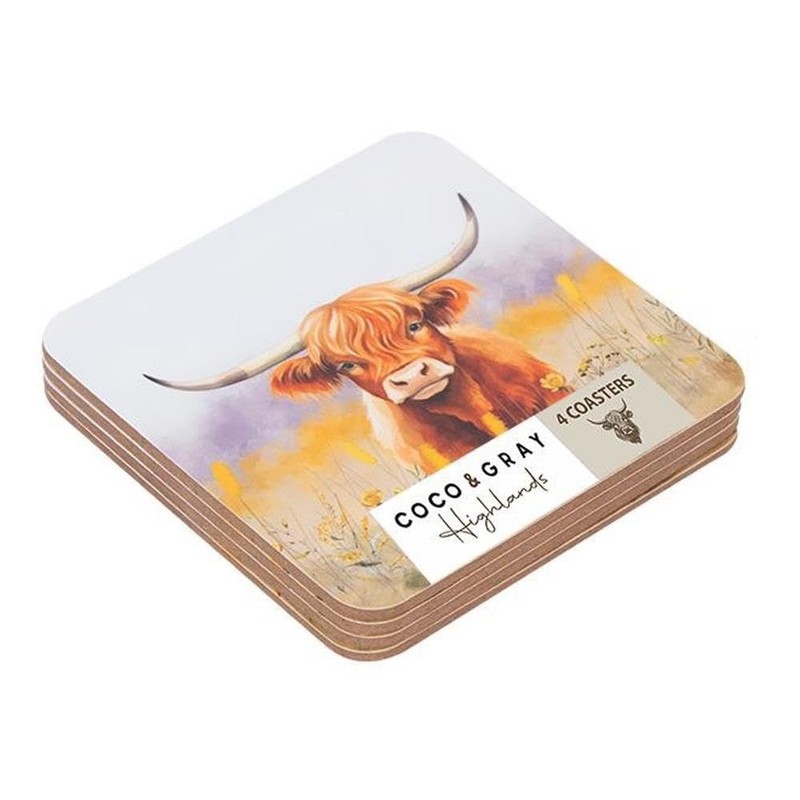 YöL 4 Highland Cow Placemats & 4 Coasters - Dining