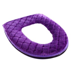 Soft Toilet Seat Cushion Washable and Comfortable Toilet Seat Cover Pads Reusable Thicker Warmer Cover Pads with Zipper (Purple)