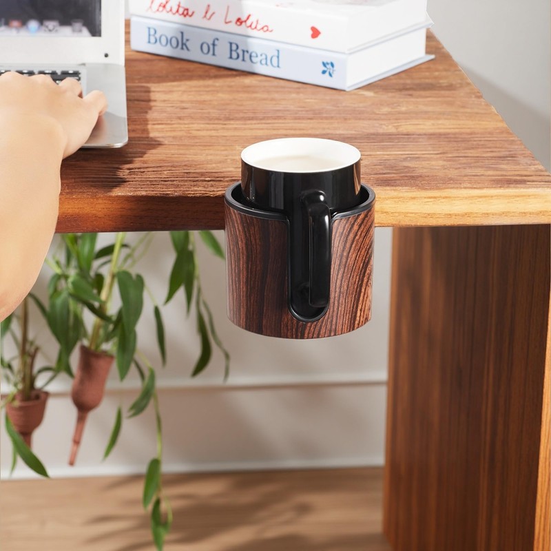 cowinational 2pcs Cup Holder for Desk (2PCS Walnut Design)