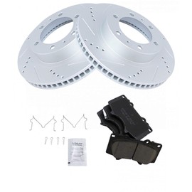 TRQ Front Performance Brake Pad & Rotor Kit Brake Pads Brake Rotors Set Ceramic Premium G-Coated Compatible with 2003-2009 Toyota 4Runner 2007-2014 FJ Cruiser 2005-2021 Tacoma
