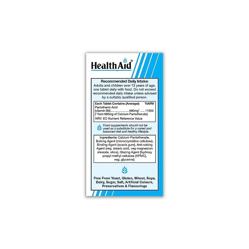 HealthAid Calcium Pantothenate (Vitamin B5) 750mg - Prolong Release -