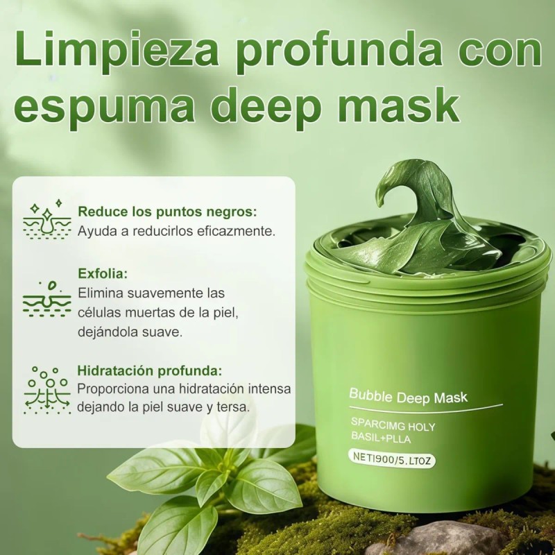 🔥 Mascarilla de arcilla para cara holy basil bubble deep