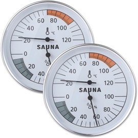 2PCS Sauna Thermometer Hygrometer, 2 in 1 Fahrenheit Thermometer Hygrometer for Sauna Room, Indoor Humidity Temperature Monitor Gauge Sauna Accessories