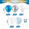 Blue Silver Balloons, 50pcs Blue Silver White Balloons, Pearl Light