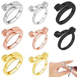 SUBANG 8 anillos ajustables de ganchillo para tejer anillos de ganchillo en forma de anillo abierto ajustable trenzado accesorios de ganchillo para bricolaje, 2 estilos
