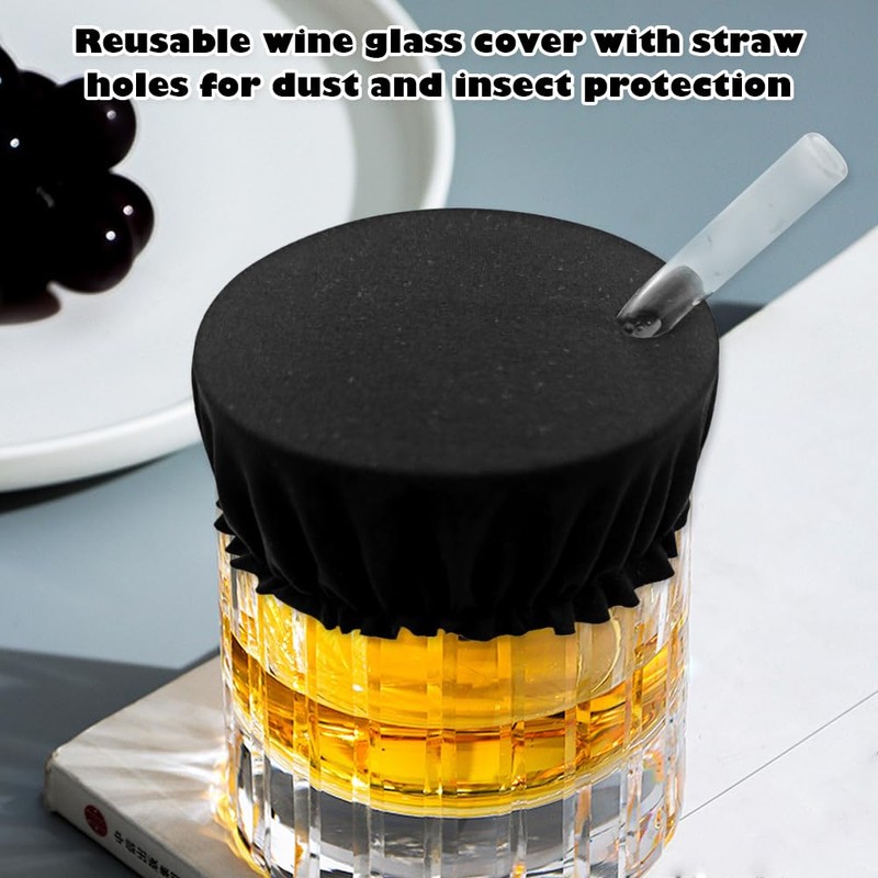 6pcs Reusable Drink Cover Scrunchie with Straw Hole,Elastic Cup Protector
