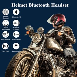 QSPORTPEAK Motorbike helmets bluetooth intercom,M2C full duplex Wireless motorcycle bluetooth headset for 2-6 Riders with LCD Screen,CVC+DSP Noise Cancellation Music Share IP67Waterproof,1 Pack