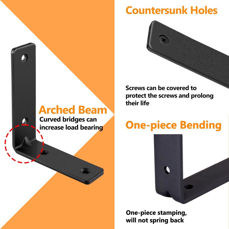 Yoozell Floating L Shelf Brackets, Black Shelf Brackets Heavy Duty