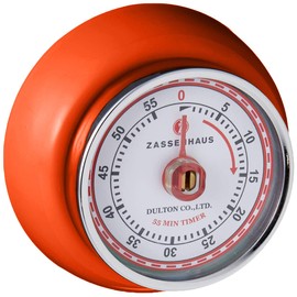 Zassenhaus Magnetic Retro Kitchen Timer, Classic Mechanical Cooking Timer (Orange), 2.75-Inch