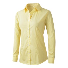 Women's Formal Work Wear Simple Shirt (225 Yellow, S)