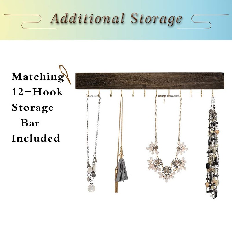 GLANT Rustic Wall Mounted Jewelry Organizer with Wooden Barndoor Decor,Wooden